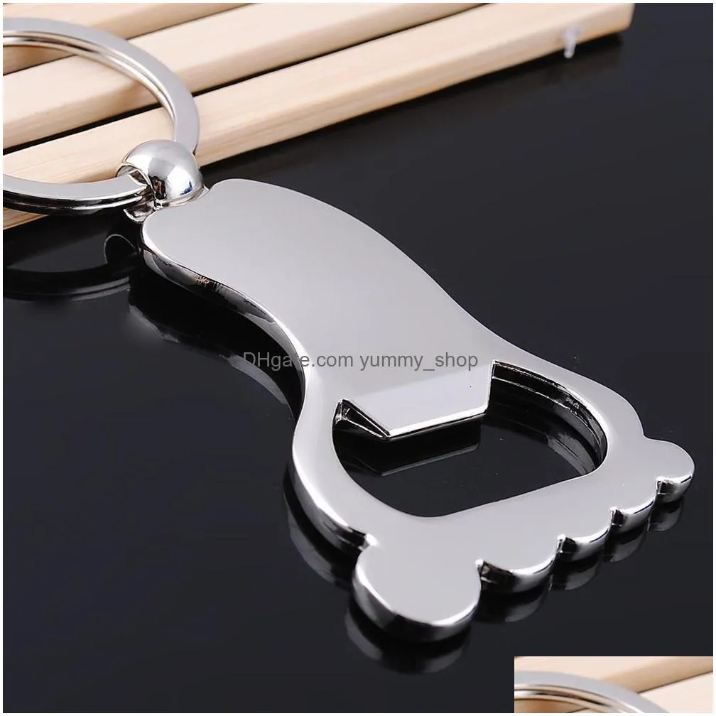 metal foot bottle opener key ring holders keychain bag hangs fashion jewelry will and sandy gift