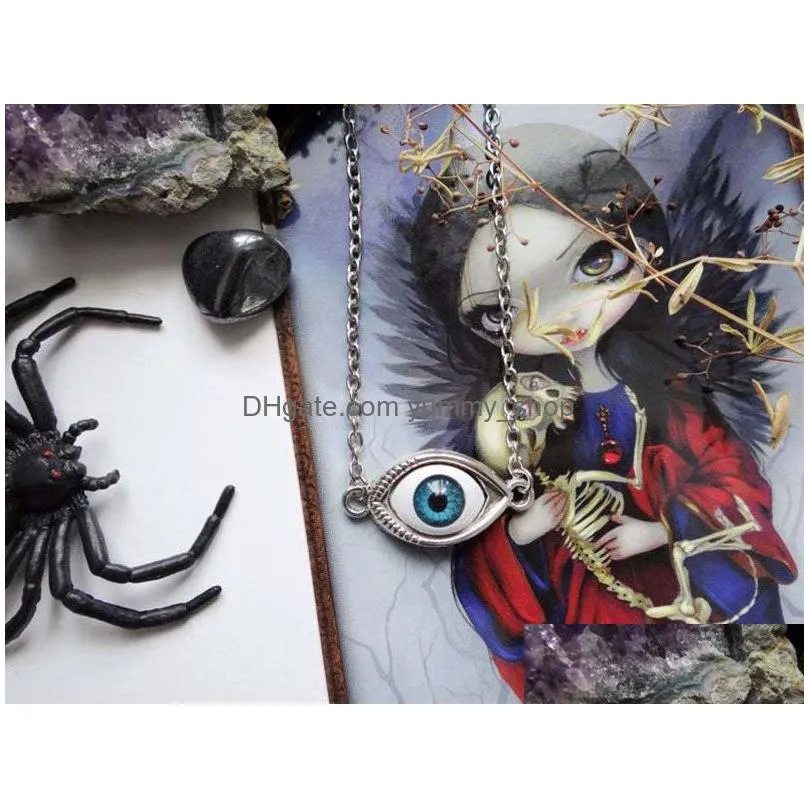 vintage bronze turkish l evil devil eyes necklace pendant punk bff statement steampunk choker for women witch gothic jewelry gift
