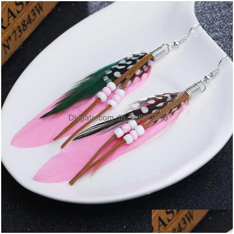 retro feather tassel earrings dangle ear cuffs hoop chandelier for women fashion jewelry will and sandy drop ship