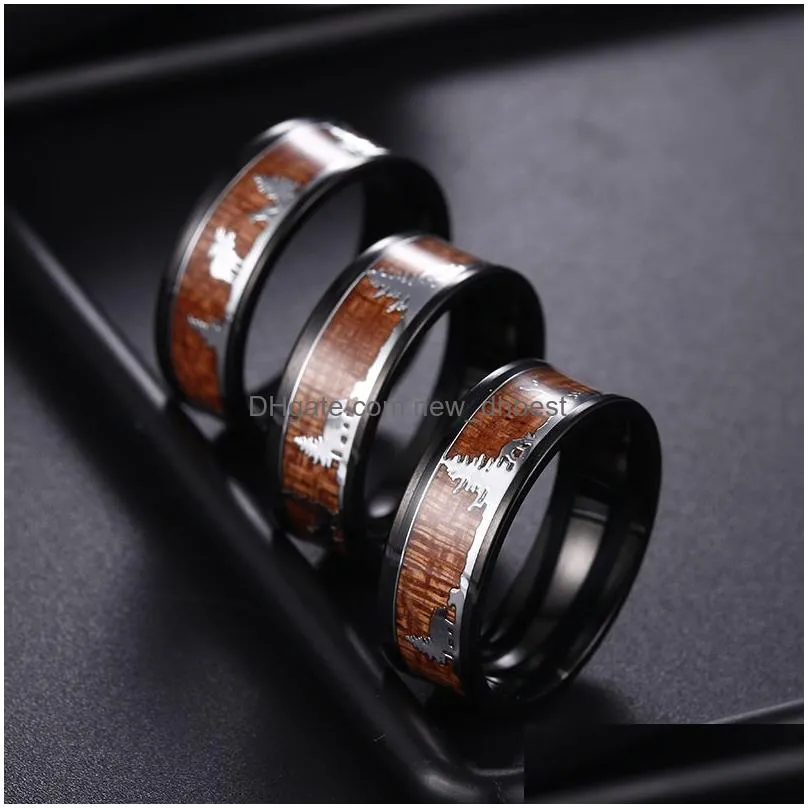 christmas tree reindeer ring stainless steel black band rings for men women fashion jewelry xmas gift will and sandy