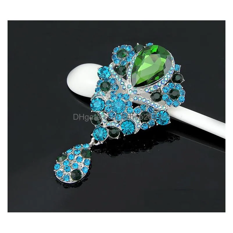 crystal water drop brooch diamond corsage scarf buckle dress business suit brooches for women jewelry will and sandy gift