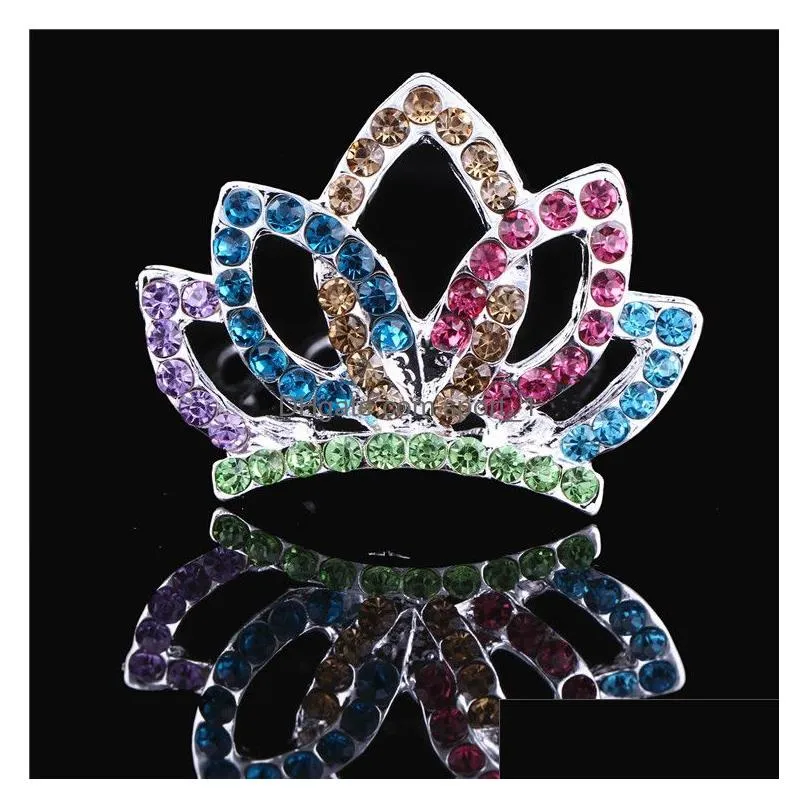crystal crown girls tiara comb shiny rhinestone crown hair comb head wear daughter birthday party fashion accessories will and sandy