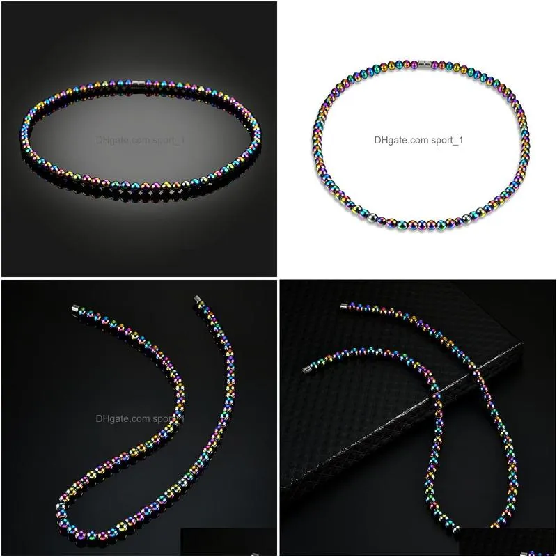 rainbow magnet beads chokers necklaces collar women men fashion jewelry will and sandy