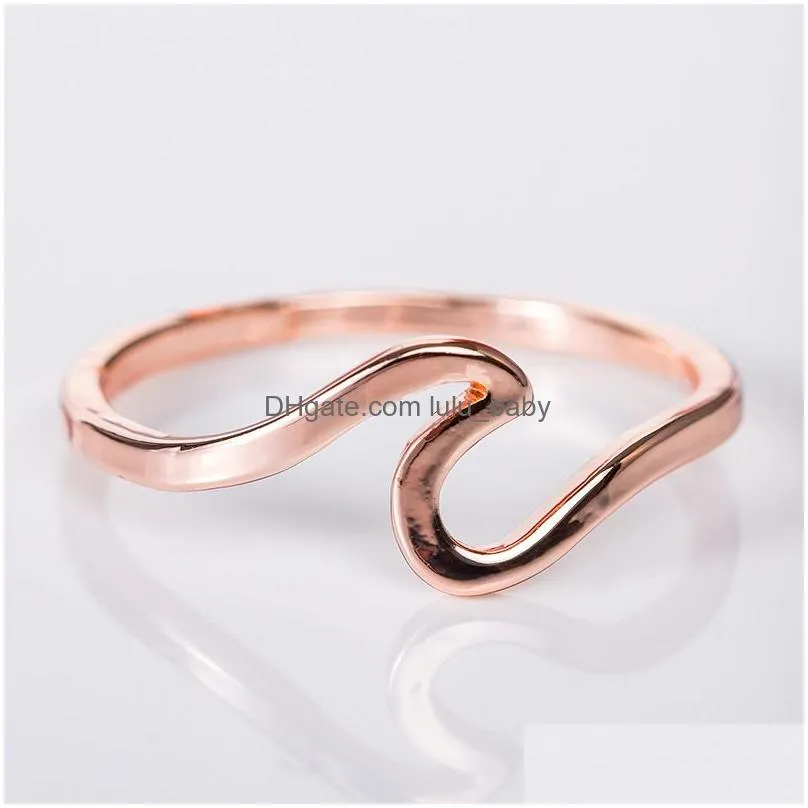 2021 wave alloy silver ring charms rose gold minimalist jewelry wedding rings for women valentines day gift wholesale