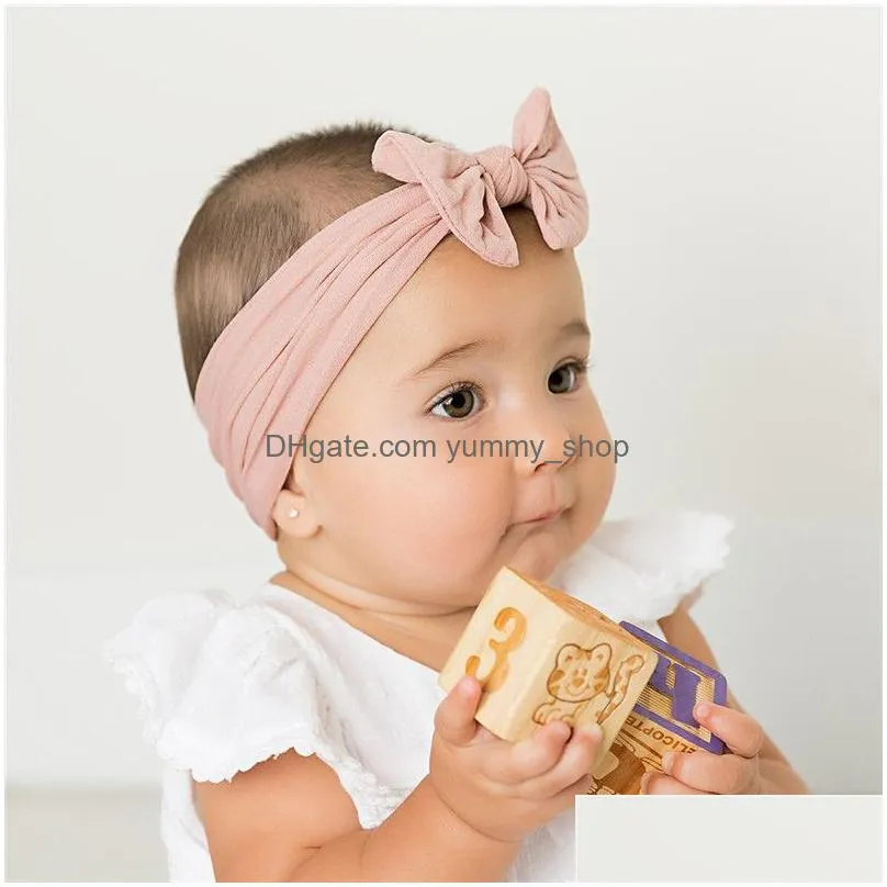 solid color bowknot headband cute baby knot hair bands hood headwraps cuff child fashion will and sandy gift