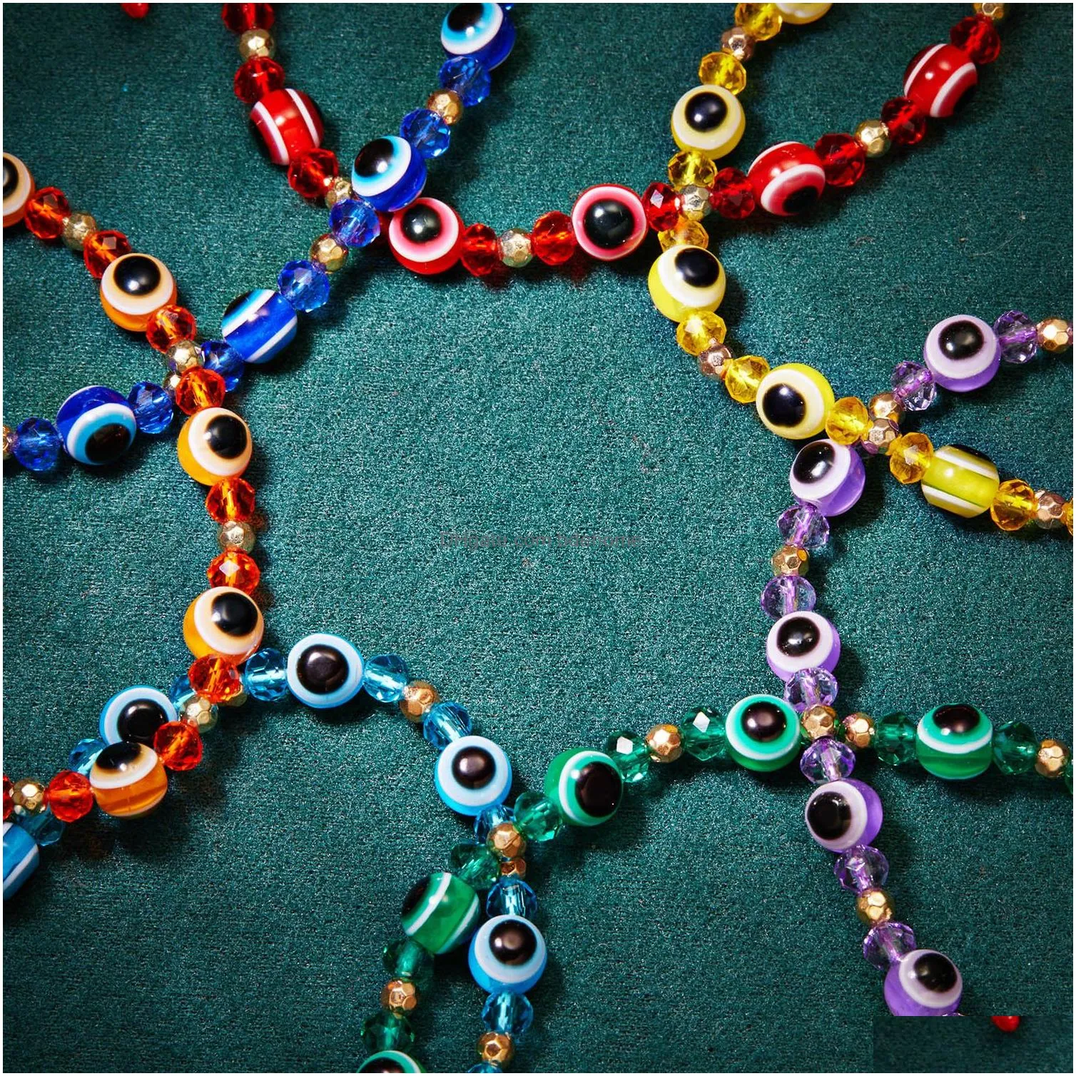 fashion rainbow crystal beads evil blue eye strands bracelet for couple men women adjust rope luck lgbt friends hand braid jewelry