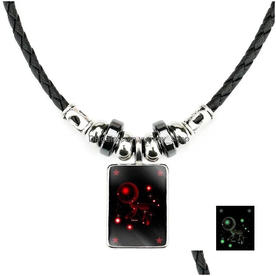 12 constell horoscope necklaces glow in the dark sign fashion jewelry women mens necklace will and sandy