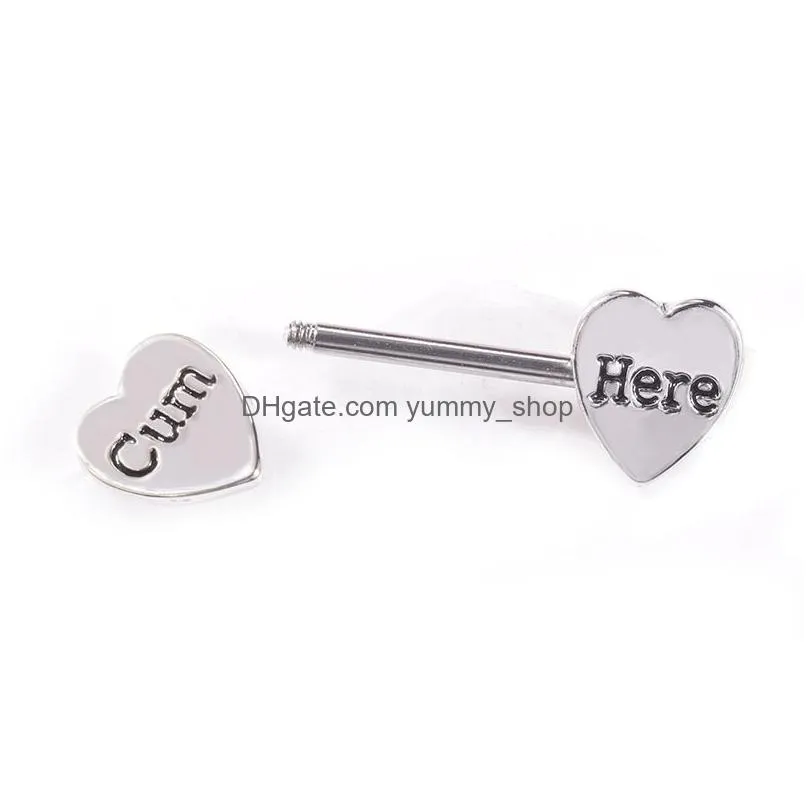 sexy letter heart nipple ring stainless steel tongue rings bar body piercing jewelry for women gift will and sandy
