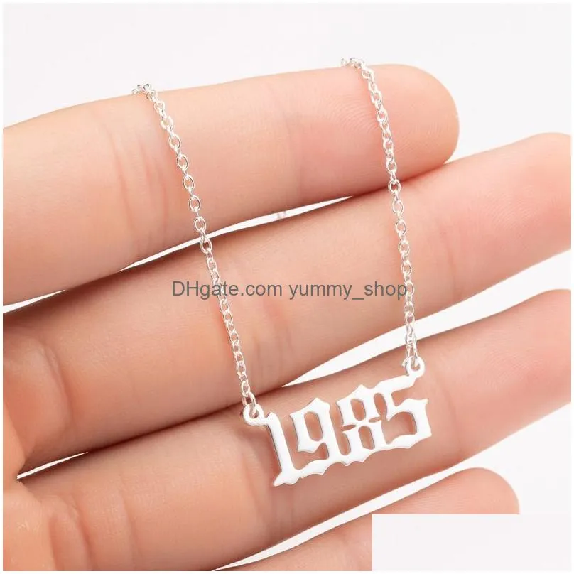handmade personalized year number necklaces custom birth year initial necklace pendants for women girls jewelry special years