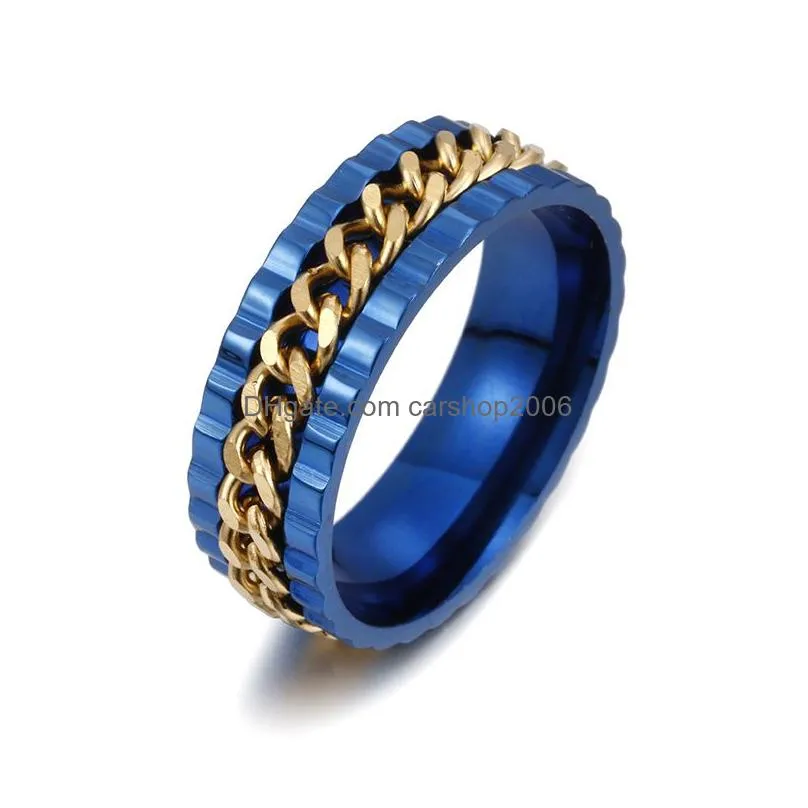 stainless steel spin chain ring lucky rotate band rings wedding men women fashion jewelry will and sandy