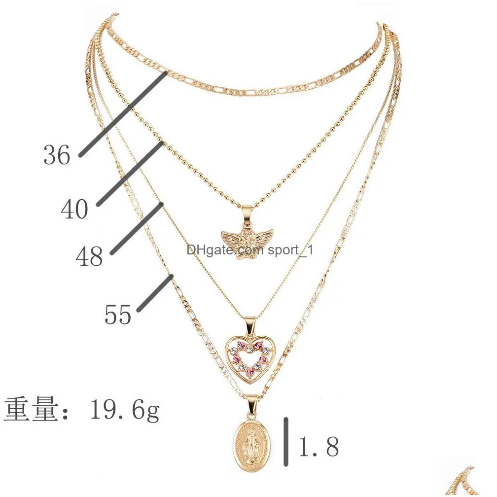 goddess heart angel multilayer necklace gold chains necklace chokers women necklaces fashion jewelry will and sandy gift