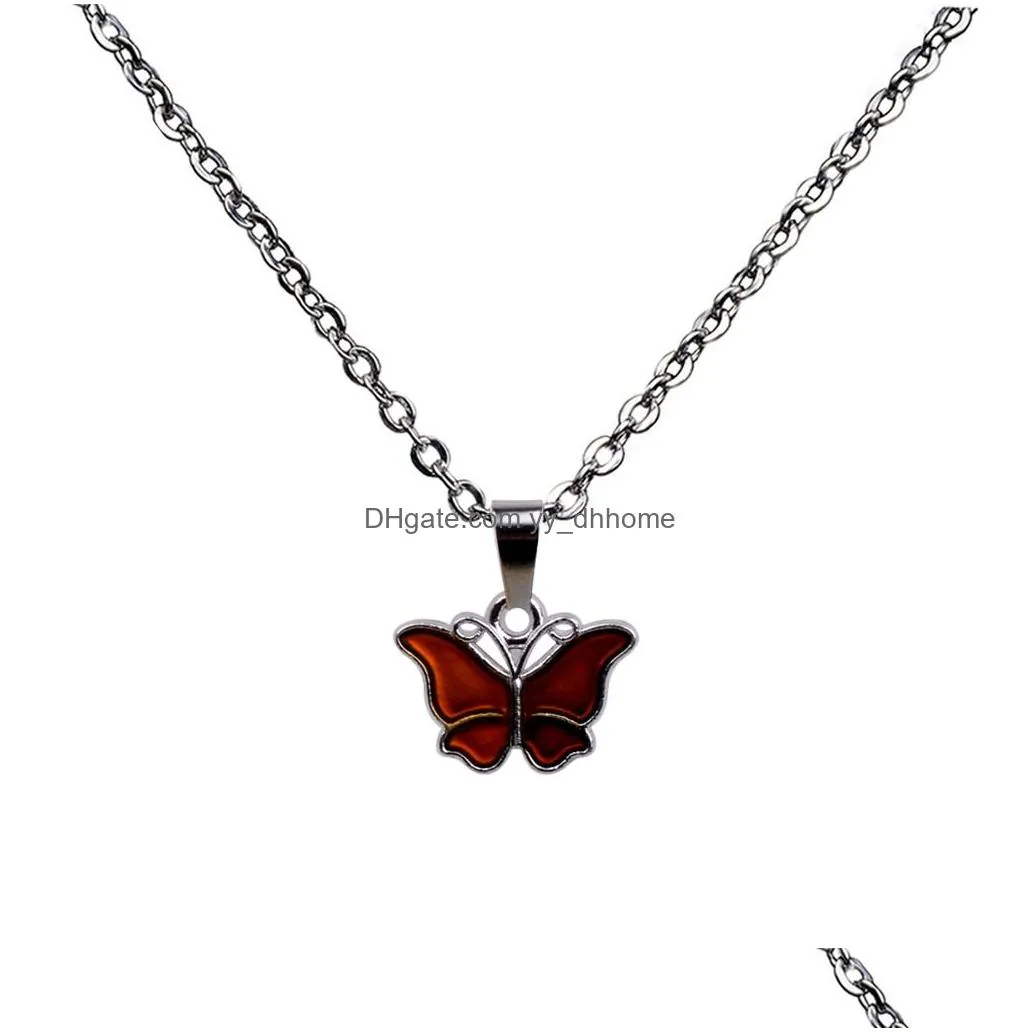 color changing butterfly necklace pendant temperature sensing women necklaces fashion jewelry will and sandy