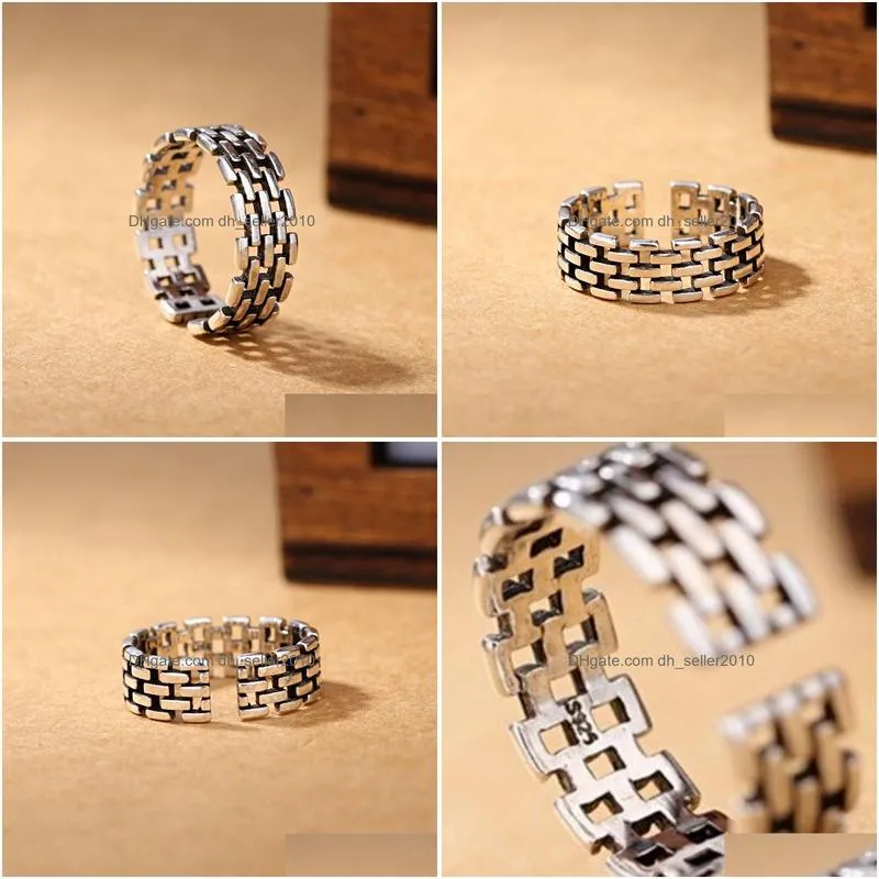 retro hollow silver chain band rings knot finger ring fashion jewelry for women men will and sandy