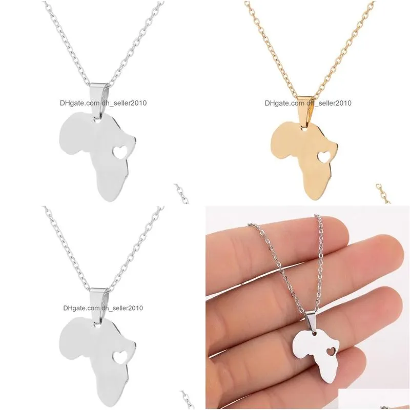 love africa map pendant necklace hollow heart necklace with silver gold chain for women men fashion jewelry will and sandy