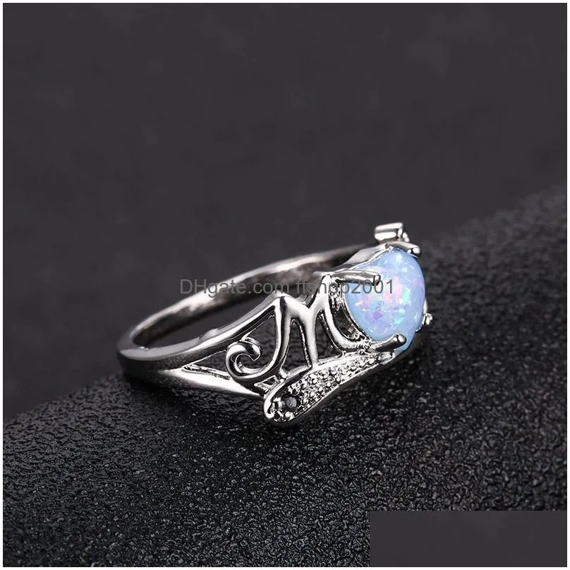 heart opal mom ring diamond cluster rings women mother fashion jewelry will and sandy