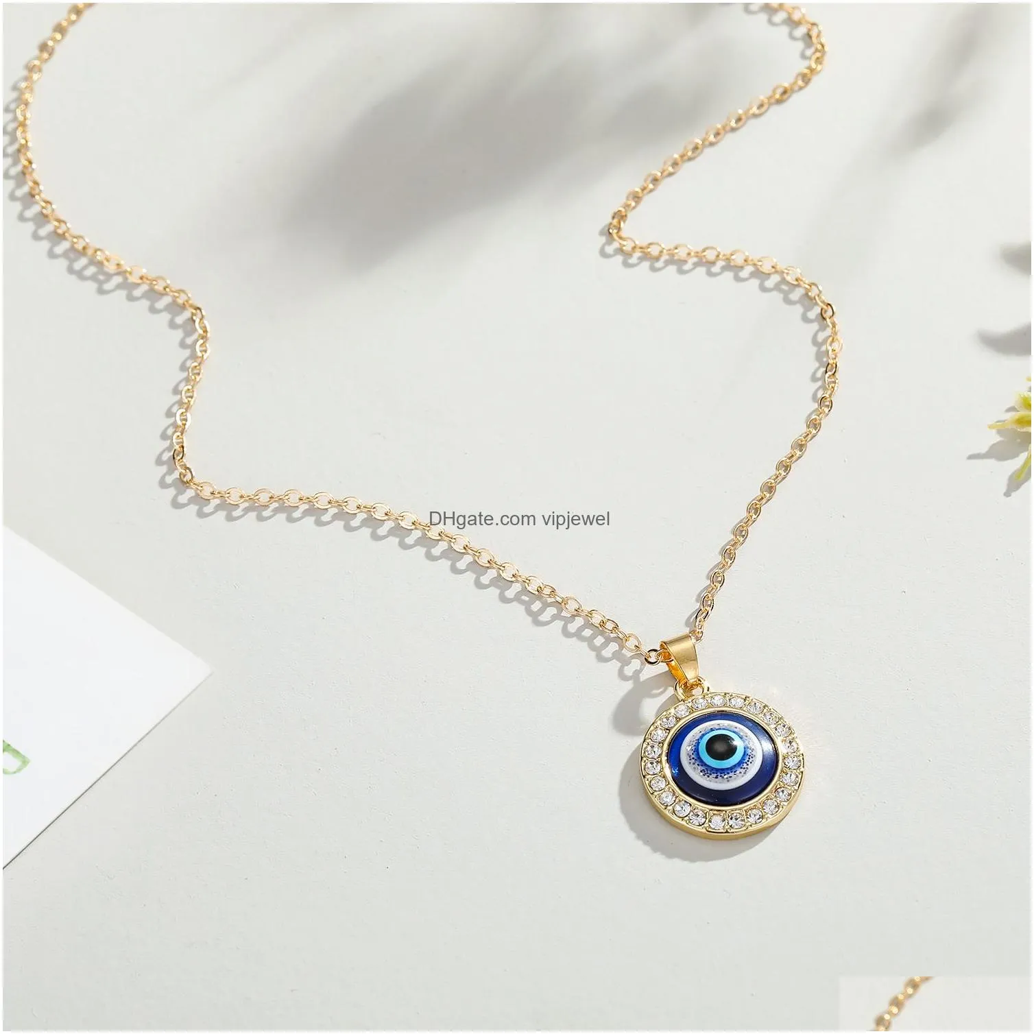 necklaces for women original turkish devil eye necklace diamond round blue eyes pendant jewelry gift wholesale