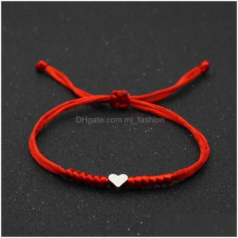 love heart charm bracelet women men lovers wish good lucky red string braided adjustable couple bracelets friendship jewelry