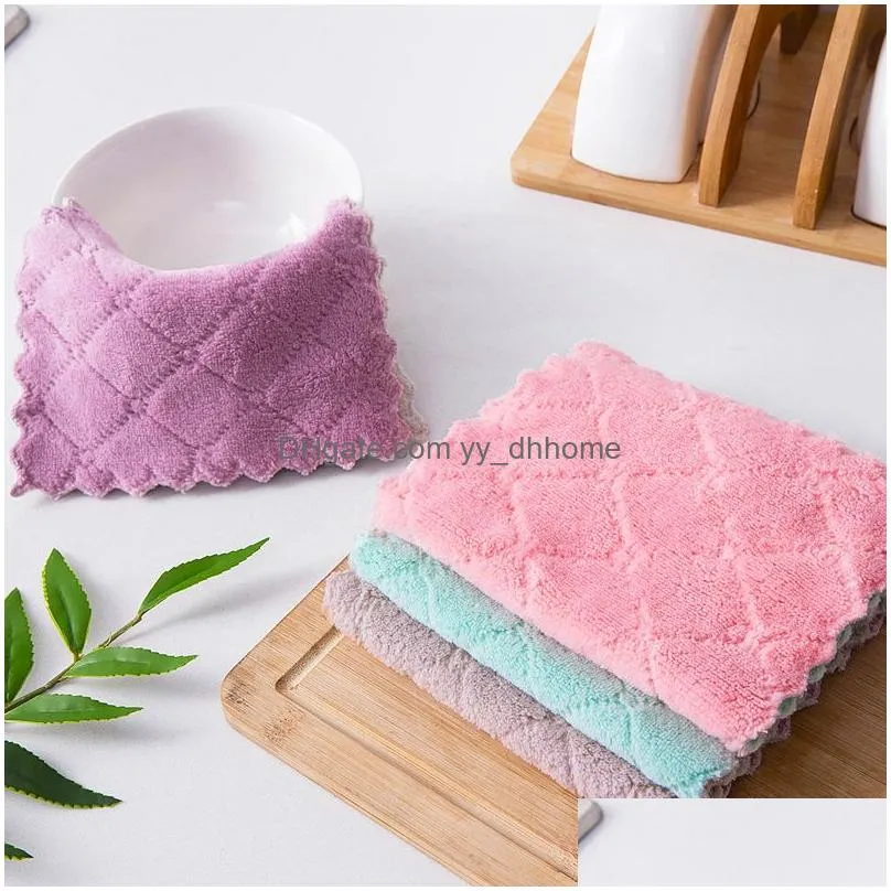 thick coral velvet dish cloth clean reusable scrub wash cloths home kitchen cleaning towel drop ship