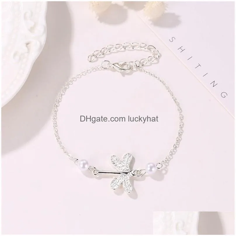 fashion silver plated dragonfly ankle bracelet minimalist woman anklet anniversary gift for girlfriend hot exquisite accessories