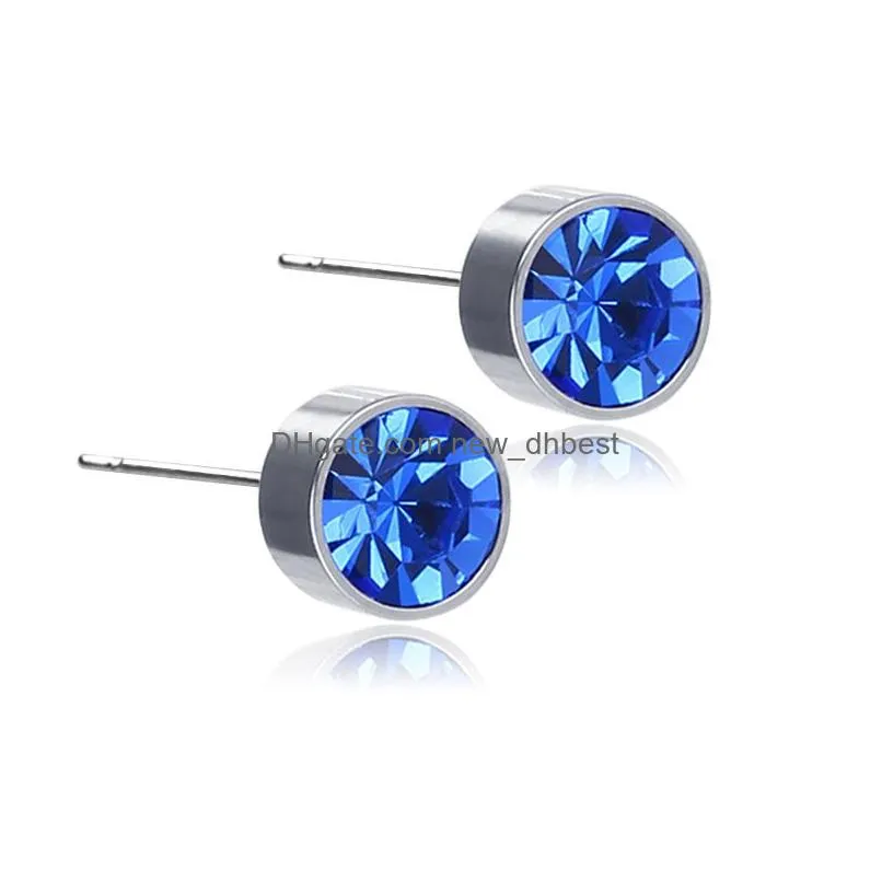 allergen stainless steel diamond stud earrings women mens ear fashion jewelry will and sandy gift