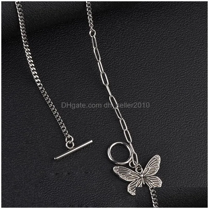 retro ancient silver butterfly necklace ot buckle clasp necklace pendants chains women fashion jewelry will and sandy gift