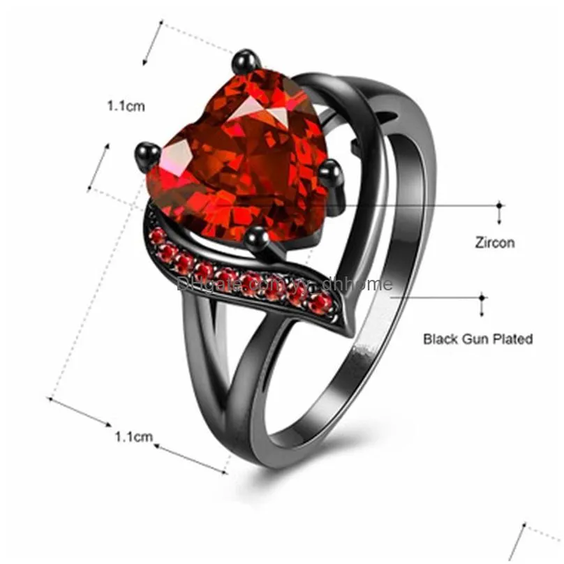 cubic zircon heart ring red purple diamond women engagement wedding rings fashion jewelry gift will and sandy