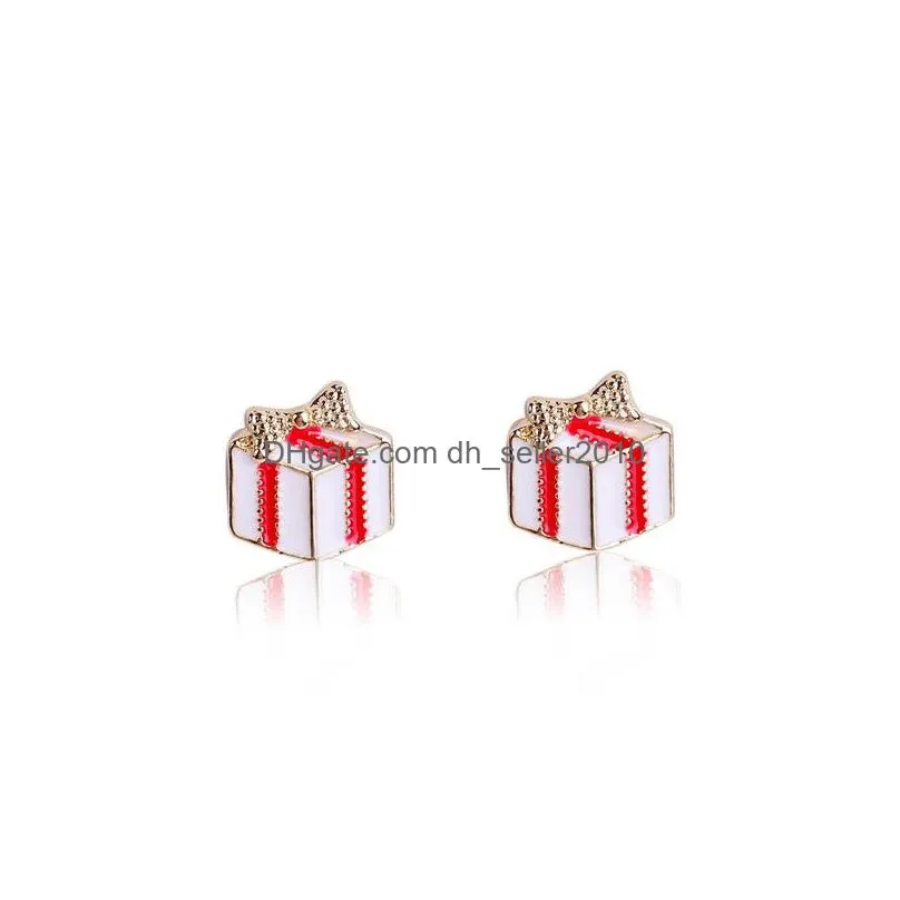 enamel crystal christams earrings santa reindeer snowflake stud earrings for girl women fashion jewelry will and sandy drop ship