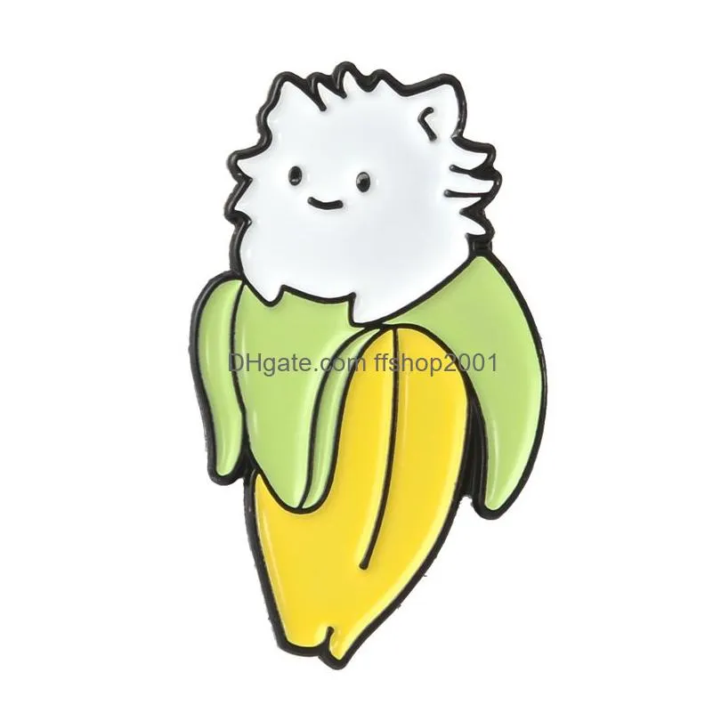 cure banana cat hedgehog animal brooch pins enamel lapel pin for women men top dress cosage fashion jewelry will and sandy