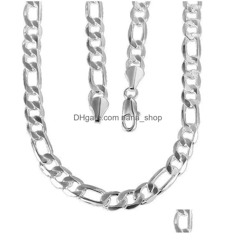 classic mens silver chain necklaces high quality jewelry personality 1624 inches 8mm necklace fashion christmas gifts