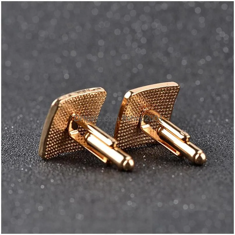square diamond cufflinks gold formal shirts business suits cuff links button men fashion jewelry