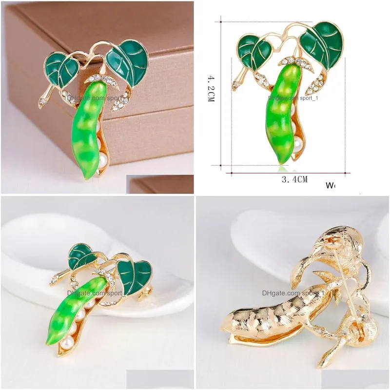 crystal pearl bean pod brooch pin business suit tops coat corsage rhinestone brooches for women men fashion jewelry