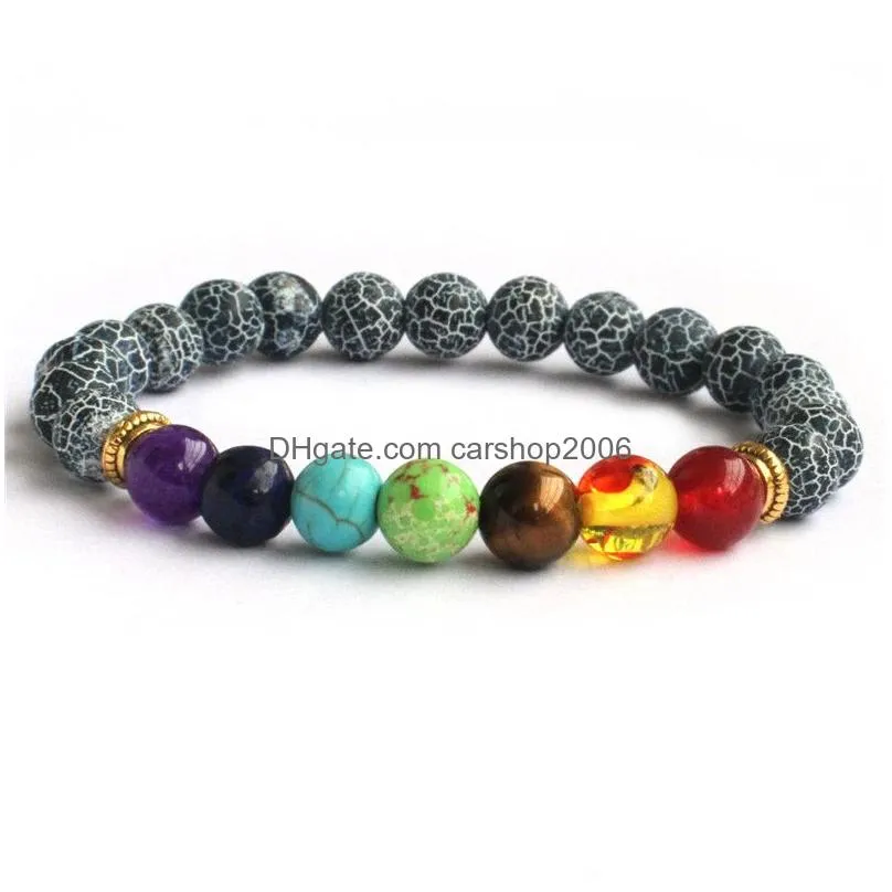 7 chakras stone beads bracelet strand women men handwoven energy stone yoga tiger eye howlite bracelet fashion jewelry