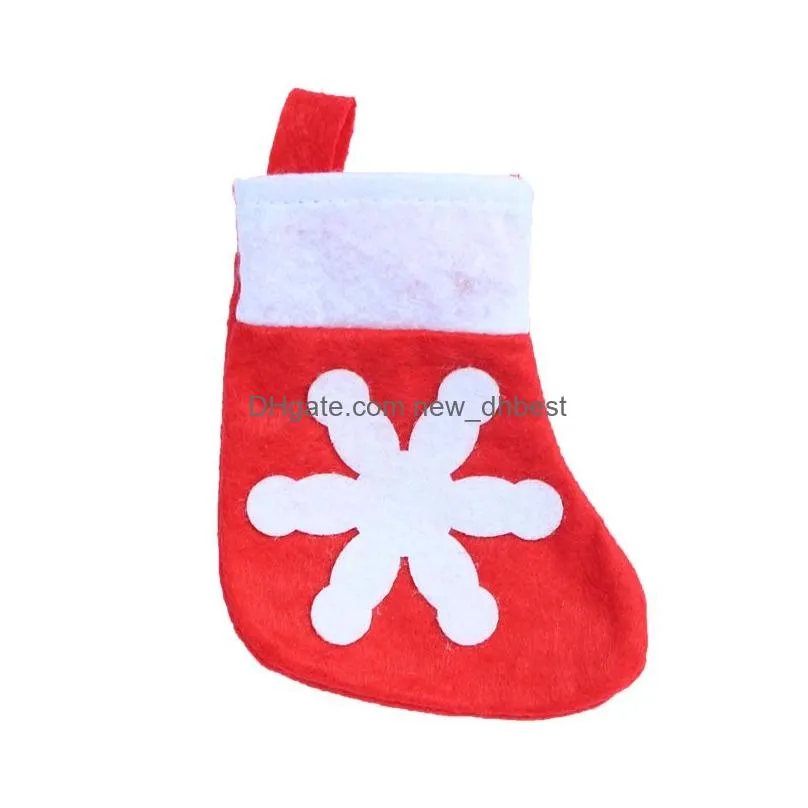 snowflake christmas sock tabeware cover fork spoon mini socks case christams hangs home christmas decorations home decor