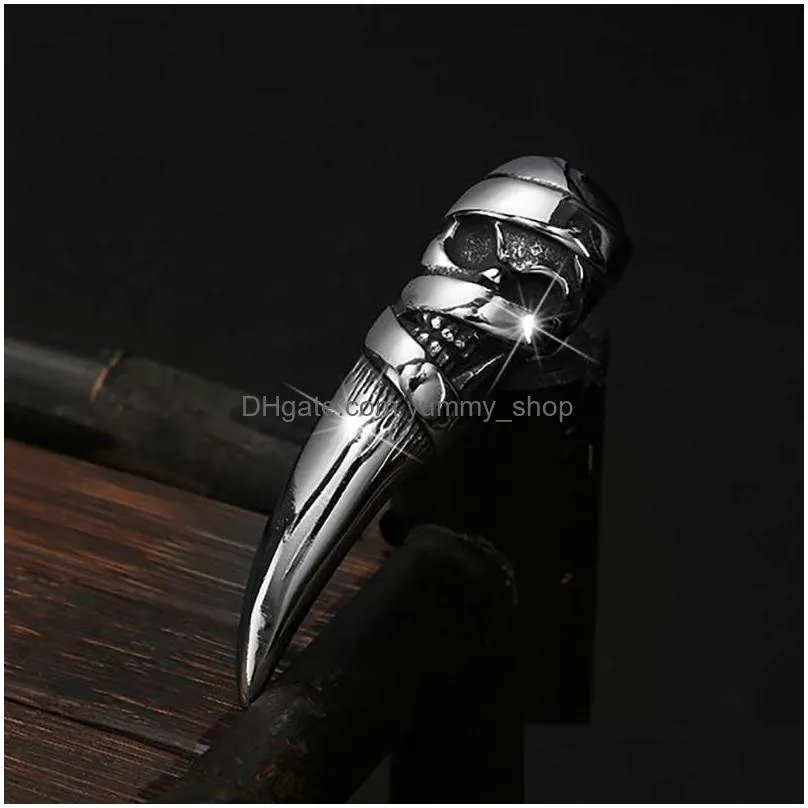 stainless steel skull tooth necklace pendant ancient silver necklaces women men hiphop fashion fine jewelry