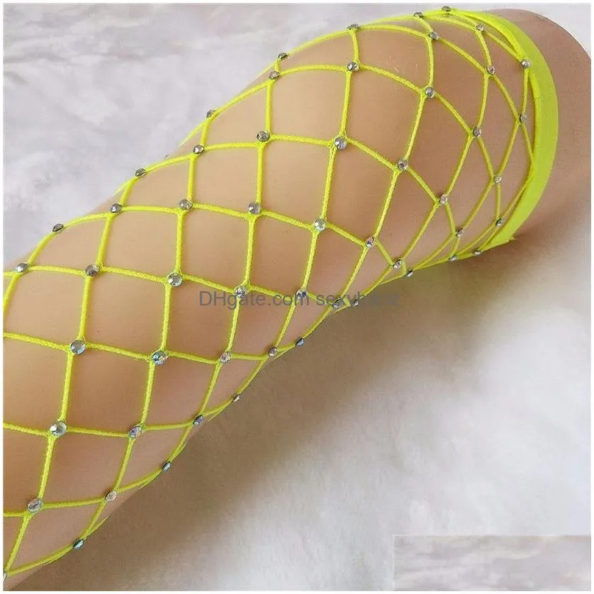 shiny diamond fishnet stockings crystal sexy knee high thigh high pantyhose stockings socks for women underwear will and sandy gift