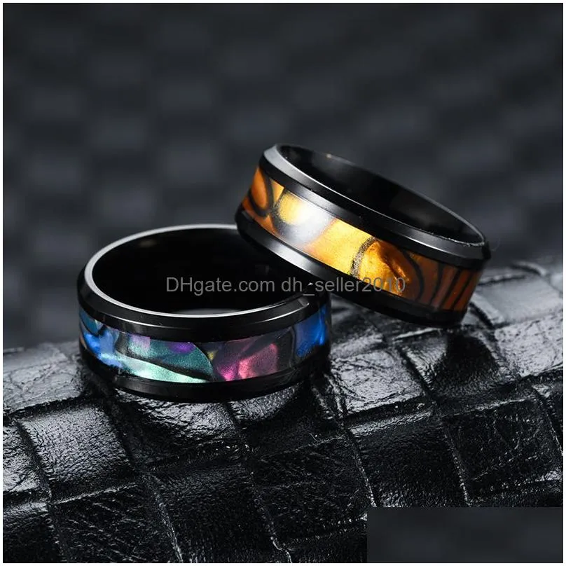 update black stainless steel shell ring band finger enamel rings for women men fashion jewelry will and sandy