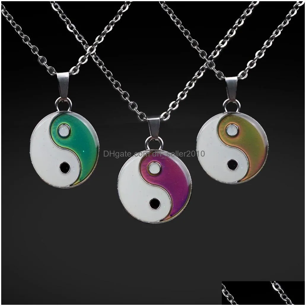 yinyang color changing temperature sensing necklace coin pendant women children necklaces fashion jewelry will and sandy