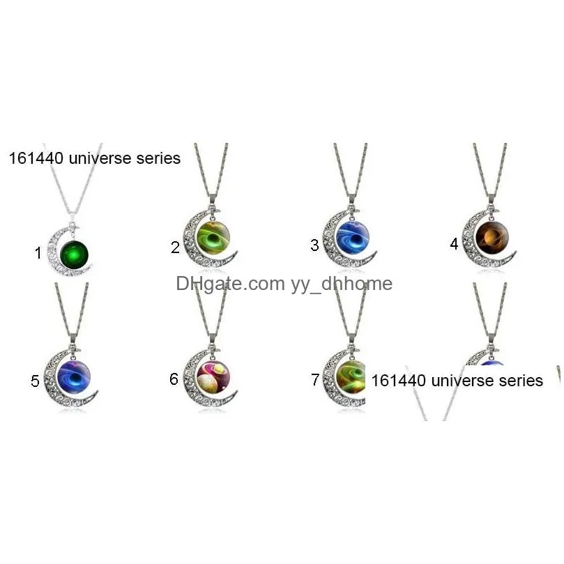glass cabochon necklace tree of life galaxy moon horoscope sign wolf fairy necklaces pendants fashion jewlery will and sandy drop ship
