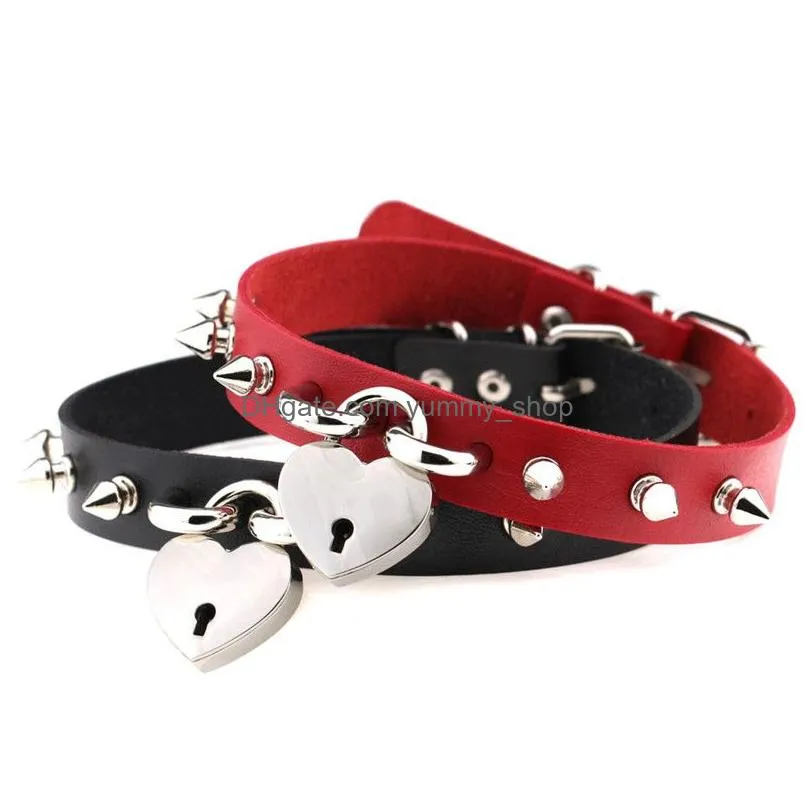 sticker lock love necklace choker collar leather heart necklaces with key fashion statement jewelry will and sandy