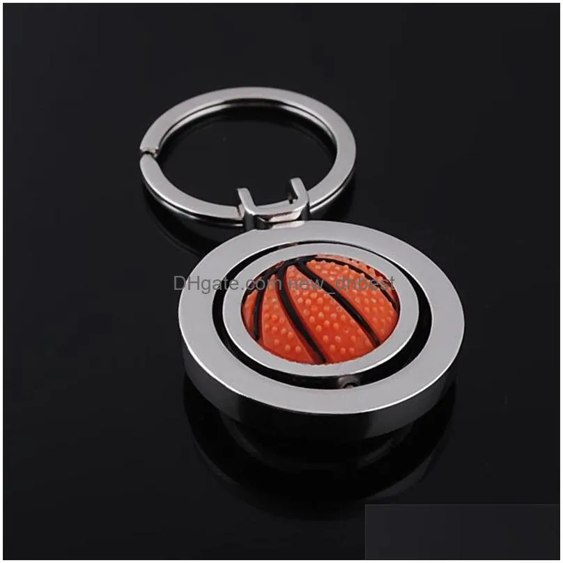 metal rotatable basketball key ring sport football golf keychain holders bag hangs fashion jewelry