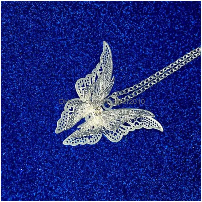 silver butterfly diamond necklace chain jewelry women necklace fashion jewelry fashion gift 162361