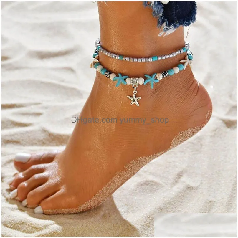 tree of life yoga shell turtle elephant anklet chain multilayer anklets bracelets foot summer beach fashion jewelry will and sandy