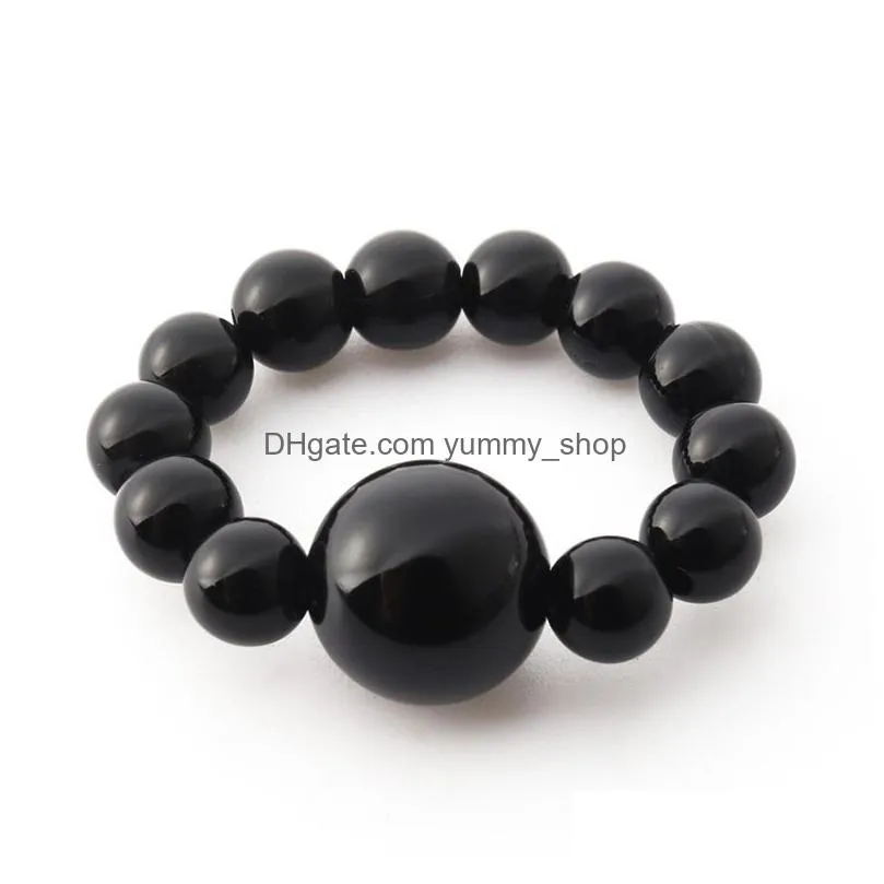 natural stone beads rings elastic rope strand tiger eye rose quartz crytal nail ring for women fashion jewelry