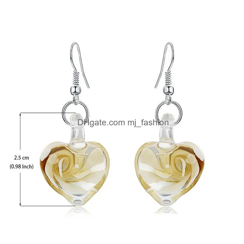 inspired fashion spiral inner flowered glass love dangle earrings coloured glaze pendant earring for girl lady