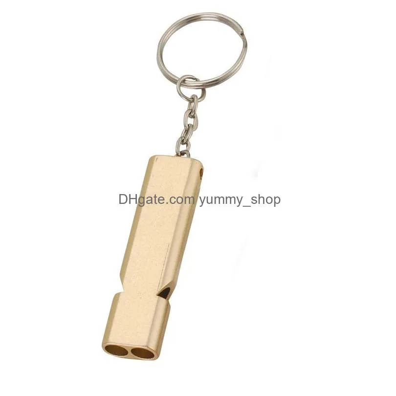 double tube frequency emergency survival whistle keychain out door sport mountaineering camping whistle keychain bag hangs