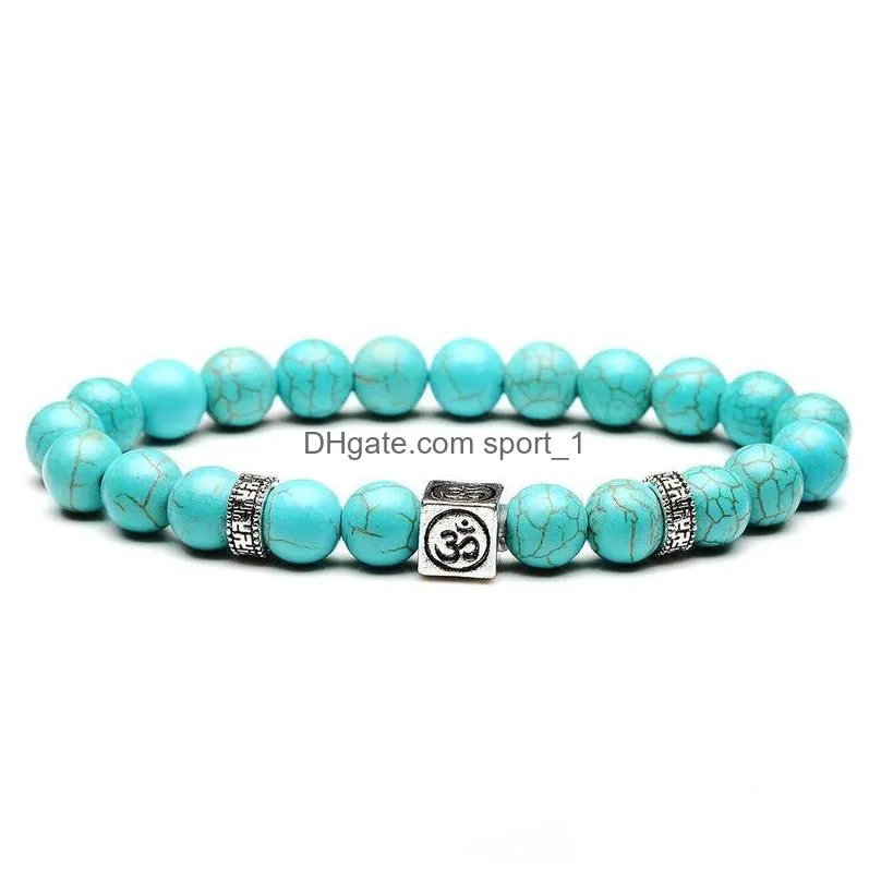 turquoise gemstone beads 8mm yoga strands bracelet ancient silver gold box natural stone bracelets for women fashion jewelry will and