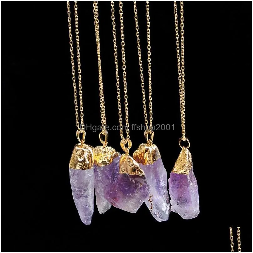irregular crystal natural stone pendant necklace gold chains women mens necklaces fashion jewelry will and sandy