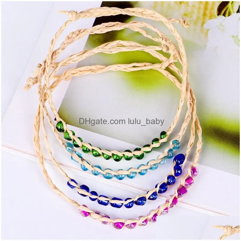 wholesale charm bracelets crystal bead love rafi grass handmade jewelry lady wish rope bracelet