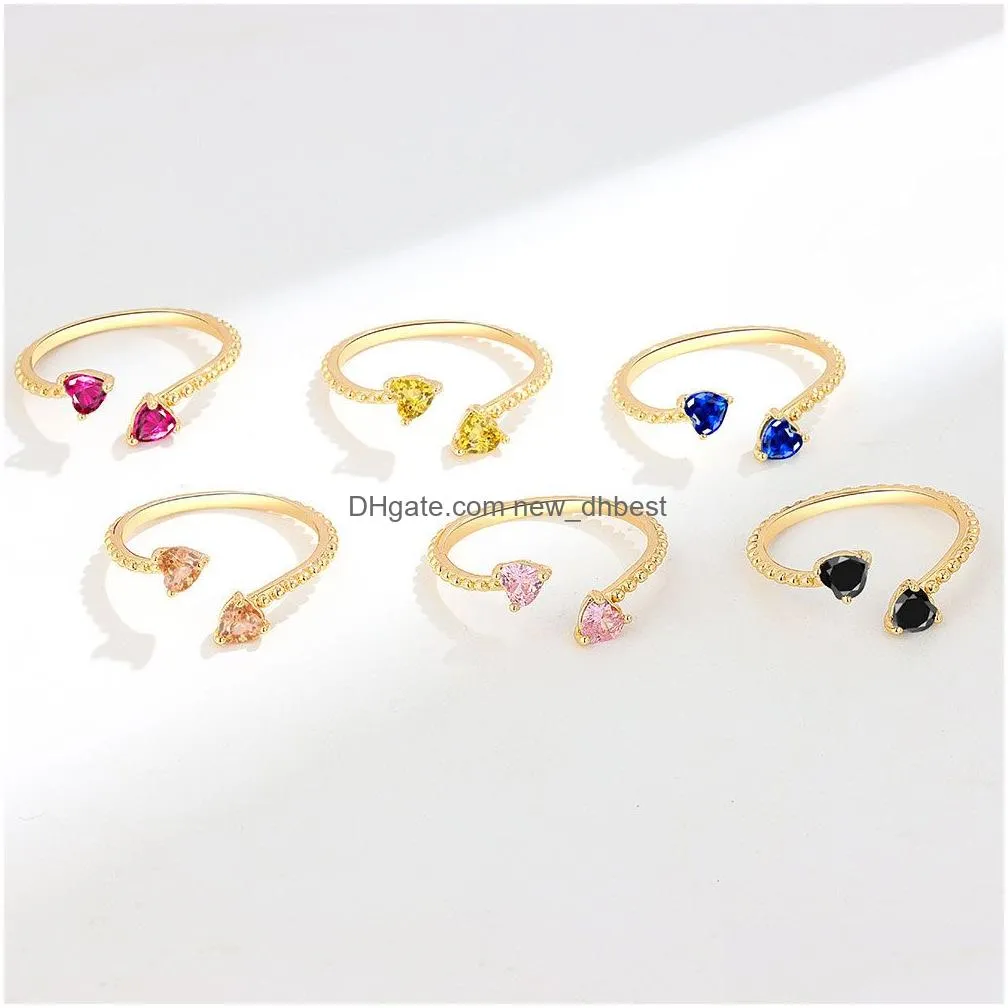 new trendy heart shape zircon wedding rings for women romantic pink engagement girlfriend female metal finger ring jewelry gift