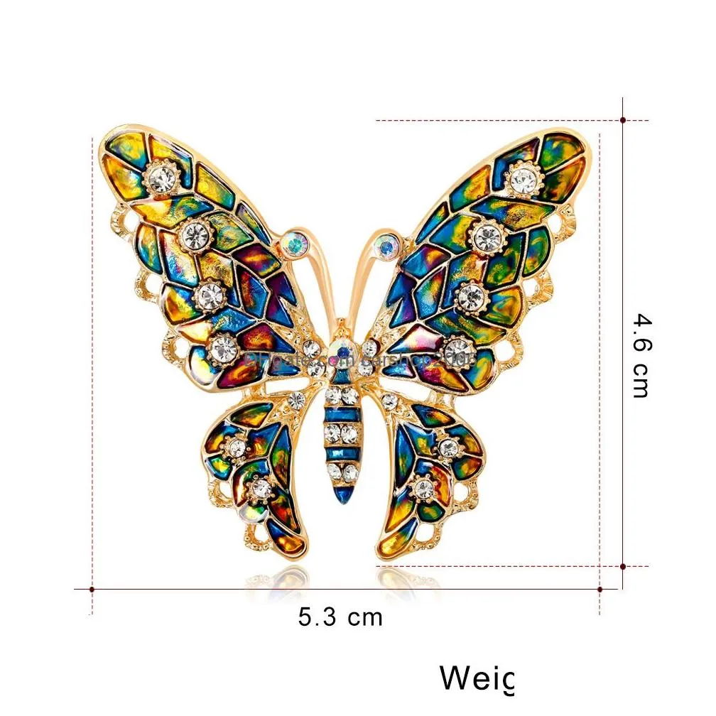 colorful enamel butterfly brooch gold crystal rhinestone brooches pins for women mens wedding bouquets fashion jewelry will and sandy